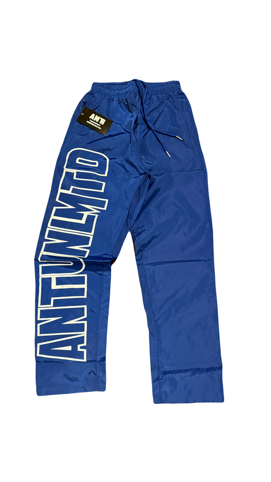BLUE NYLON TRACK PANTS